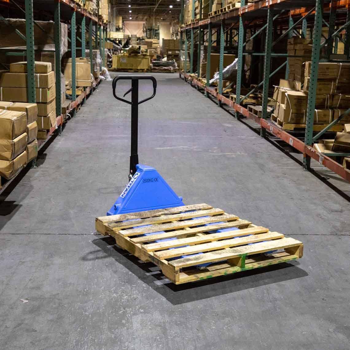 Titan Attachments Hand Pallet Jack Truck, 48" L x 27" W, 5,500 LB Capacity, Blue