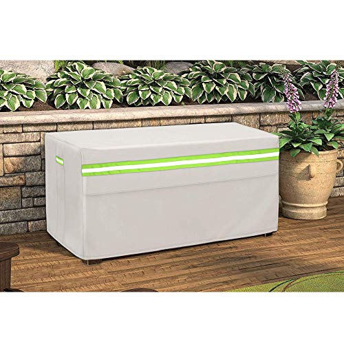 LOZOXO Patio Deck Box Cover, 54" Storage Box Cover for Outside, Outdoor Waterproof Deck Box/Storage Ottoman Bench Cover Fits up to 54" W x 27" D x 27" H khaki