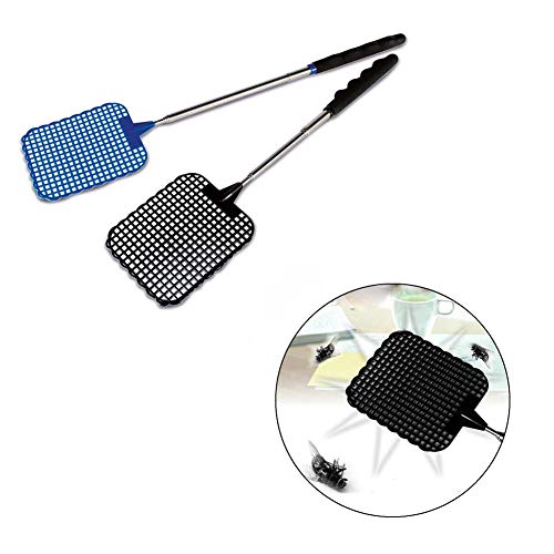 5 Pieces Fly Swatter Extendable Fly Swatter Telescopic Fly Swatter Manual Heavy Duty Plastic Flyswatter with Extendable Stainless Steel Handle, Multicolor