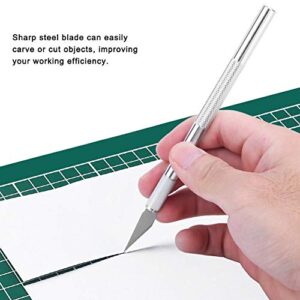 Art Knife, Carving Knife, Nonslip Stainless Steel Precision Knife Hobby Knife Wood Carving Artwork Craft Knife with 5 Spare Blades for Phone Repair, Art, Hobby, Scrapbooking, Stencil (Silver)