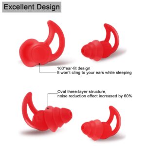 3 Pairs Ear Plugs for Sleeping Noise Reduction Silicone Sleep Earplugs Reusable Hearing Protection Sound Blocking Earplugs for Sleep Snoring Swimming Musician Construction (Black, Grey and Red)