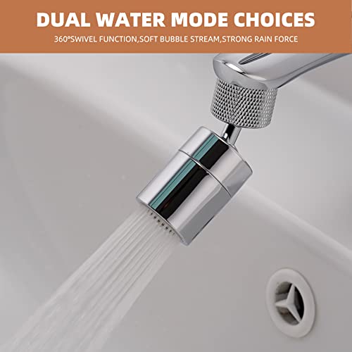 Waternymph Faucet Aerator,Splash Filter Faucet,720° Angle Rotate and Swivel Dual-function Kitchen Sink Faucet Aerators,Tap Aerator Diffuser Faucet Sprayer-55/64 Inch-27UNS Female Thread-Chrome