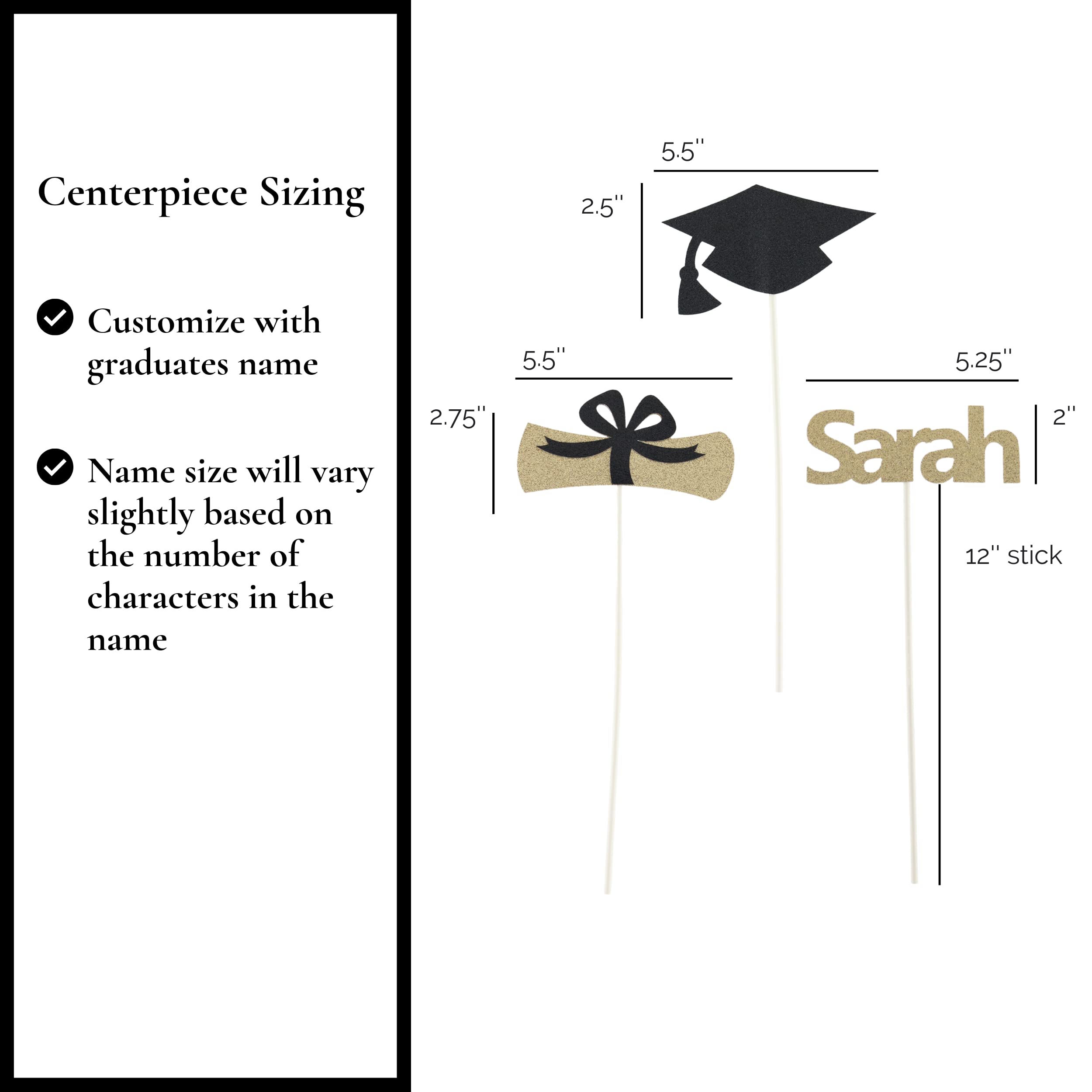 Graduation Table Centerpieces 2024, Graduation Party Table Decorations, Class of 2024 Centerpiece Sticks, 3 per Pack by ZeeBestCelebrations