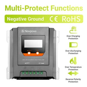 Newpowa 30A MPPT Solar Charge Controller 12V/24V Auto Battery Regulator Negative Ground W/LCD Display Up to 420W(12V) Off Grid Solar Panel Adjustable for Lithium Gel AGM Liquid Batteries