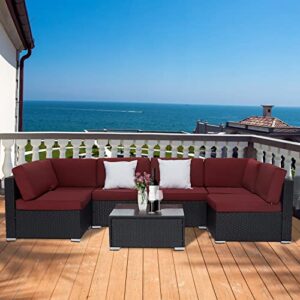 kinbor outdoor patio set 7 piece deck furniture sectional conversation patio furniture with coffee table for deck balcony