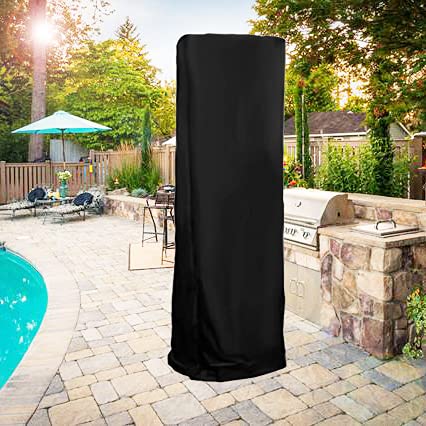 boyspringg Square Patio Heater Cover Stand up Outdoor Standing Glass Tube Heater Cover Pyramid Torch Heater Covers 420D Waterproof Polyester 220 x 60 x 53 cm Sun UV Protector Durable Black