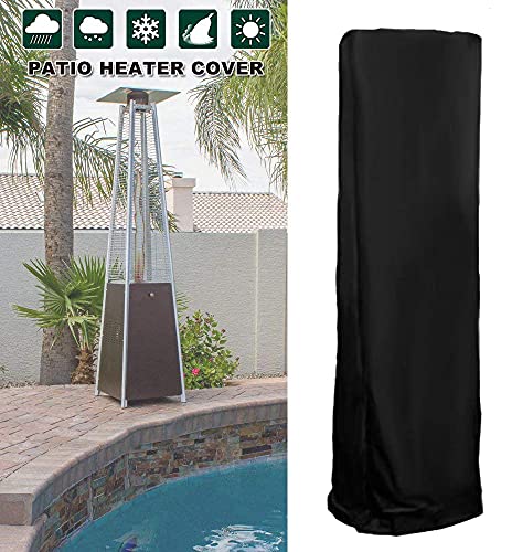 boyspringg Square Patio Heater Cover Stand up Outdoor Standing Glass Tube Heater Cover Pyramid Torch Heater Covers 420D Waterproof Polyester 220 x 60 x 53 cm Sun UV Protector Durable Black