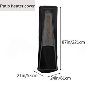 boyspringg Square Patio Heater Cover Stand up Outdoor Standing Glass Tube Heater Cover Pyramid Torch Heater Covers 420D Waterproof Polyester 220 x 60 x 53 cm Sun UV Protector Durable Black
