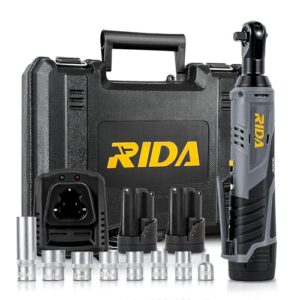 rida cordless electric ratchet wrench set 40 ft-lbs 400 rpm 3/8" 12v cordless ratchet kit w/ 2-pack li-ion batteries & 60-min fast charge, variable speed trigger 8 sockets new year presents