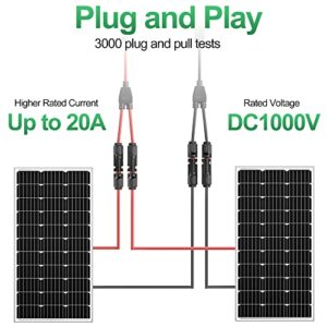 OYMSAE Solar Connectors Y Branch Parallel Adapter Cable Solar Cable Connectors Solar Panel Connectors Wire Plug Tool Kit for Solar Panel (M/FF, F/MM)