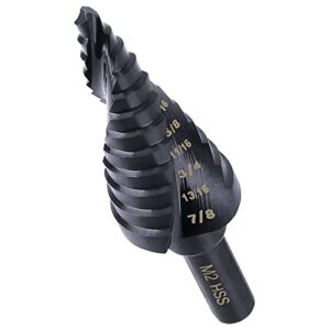 oxmul step drill bits for metal, 3/16 to 7/8, cobalt bit, heavy duty for stainless steel,metal, aluminum, copper, 12-steps. #201