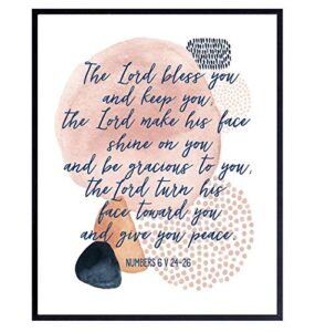 may the lord bless you and keep you - positive inspirational uplifting religious bible study wall decor - motivational quote scripture verse wall art - christian encouragement gifts - aaronic blessing