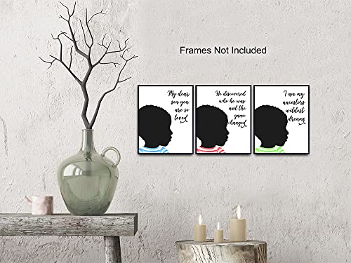 Black African American Boys Bedroom Wall Art - Son Gifts for Boys Room Decor - Inspirational Quotes - Motivational Educational Little Boys, Toddler Boys, Baby Boy, Nursery, Kids Room Decorations Set