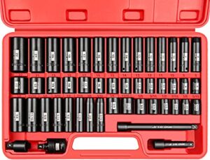 yiyitools 48 pcs 3/8” drive impact socket set (5/16 inch to 3/4 inch and 8-22mm),6-point,cr-v