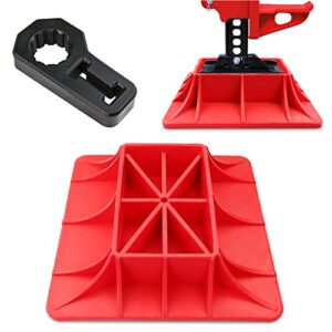 yiyitools jack base and handle keeper compatible, 2 piece, off road base, red & black,alleviate jack hoisting sinkage,accessories handle bar protector (yn-1-001)