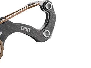 CRKT Compano EDC Pocket Knife: Compact Everyday Carry, Slip Joint, Black Stonewash Satin Blade, Stainless Steel Handle with Bronze Accents, Carabiner 9082