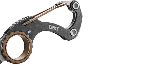 CRKT Compano EDC Pocket Knife: Compact Everyday Carry, Slip Joint, Black Stonewash Satin Blade, Stainless Steel Handle with Bronze Accents, Carabiner 9082