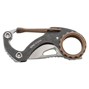 CRKT Compano EDC Pocket Knife: Compact Everyday Carry, Slip Joint, Black Stonewash Satin Blade, Stainless Steel Handle with Bronze Accents, Carabiner 9082