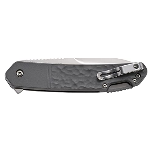 CRKT Bona Fide EDC Folding Pocket Knife: Take Apart Field Strip, Satin Drop Point Blade, Flipper Open, Liner Lock, Aluminum Handle, Low Profile Pocket Clip K540GXP