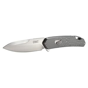 CRKT Bona Fide EDC Folding Pocket Knife: Take Apart Field Strip, Satin Drop Point Blade, Flipper Open, Liner Lock, Aluminum Handle, Low Profile Pocket Clip K540GXP