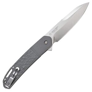 CRKT Bona Fide EDC Folding Pocket Knife: Take Apart Field Strip, Satin Drop Point Blade, Flipper Open, Liner Lock, Aluminum Handle, Low Profile Pocket Clip K540GXP