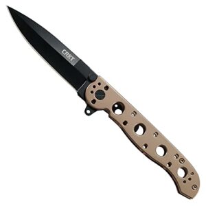 crkt m16-03bk edc folding pocket knife: everyday carry, black sandvik 12c27 steel blade, liner lock, bronze aluminum handle, 4-position pocket clip