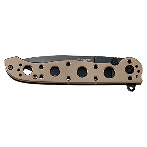 CRKT M16-03BK EDC Folding Pocket Knife: Everyday Carry, Black Sandvik 12C27 Steel Blade, Liner Lock, Bronze Aluminum Handle, 4-Position Pocket Clip