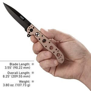 CRKT M16-03BK EDC Folding Pocket Knife: Everyday Carry, Black Sandvik 12C27 Steel Blade, Liner Lock, Bronze Aluminum Handle, 4-Position Pocket Clip