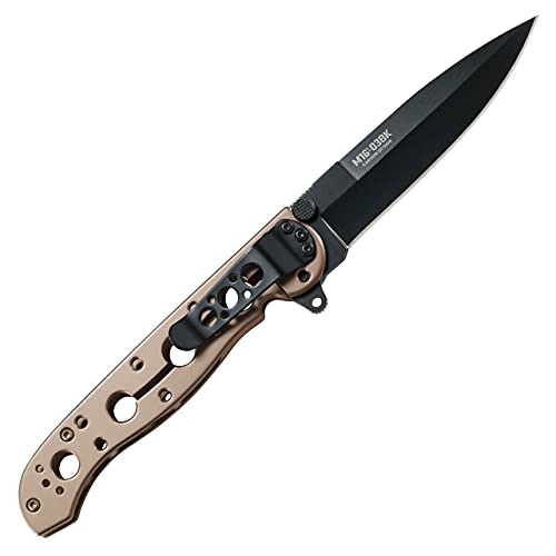 CRKT M16-03BK EDC Folding Pocket Knife: Everyday Carry, Black Sandvik 12C27 Steel Blade, Liner Lock, Bronze Aluminum Handle, 4-Position Pocket Clip
