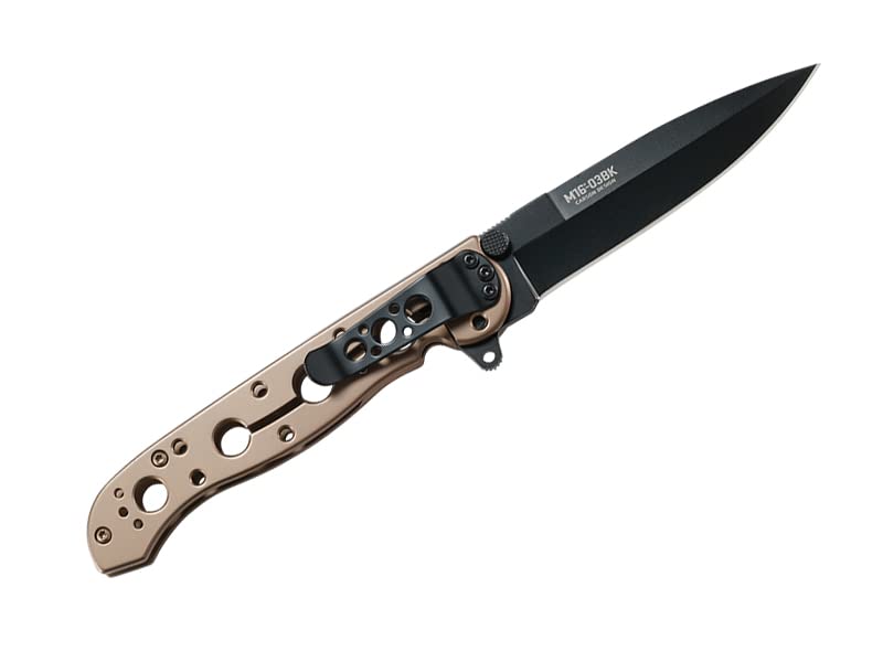 CRKT M16-03BK EDC Folding Pocket Knife: Everyday Carry, Black Sandvik 12C27 Steel Blade, Liner Lock, Bronze Aluminum Handle, 4-Position Pocket Clip