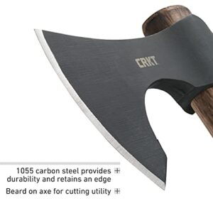 CRKT Berserker Axe: Two Handed Outdoor Axe, Forged 1055 Carbon Steel Blade, Hickory Handle 2736