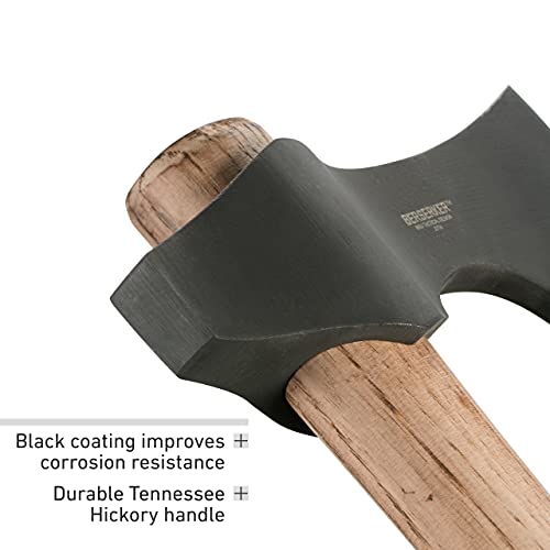 CRKT Berserker Axe: Two Handed Outdoor Axe, Forged 1055 Carbon Steel Blade, Hickory Handle 2736