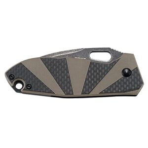 CRKT Heron EDC Pocket Knife: Everyday Carry Utility Folder, Stonewash Wharncliffe Blade with Frame Lock, Thumb Hole Open, Black Stonewash Finish, Tan G10 and Black Carbon Fiber Handle 2440