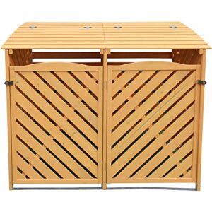 hanover outdoor 4.9 ft. x 4 ft. wooden trash bin and recyclables storage shed natural