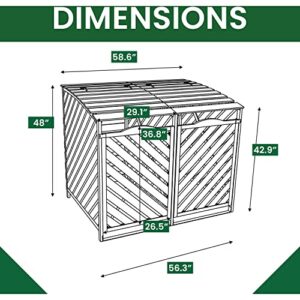 Hanover Outdoor 4.9 ft. x 4 ft. Wooden Trash Bin and Recyclables Storage Shed Natural