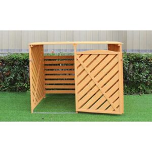 Hanover Outdoor 4.9 ft. x 4 ft. Wooden Trash Bin and Recyclables Storage Shed Natural