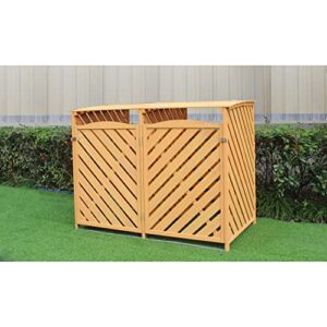 Hanover Outdoor 4.9 ft. x 4 ft. Wooden Trash Bin and Recyclables Storage Shed Natural