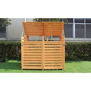 Hanover Outdoor 4.9 ft. x 4 ft. Wooden Trash Bin and Recyclables Storage Shed
