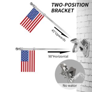 House Flag Pole Kit,Including 6Ft Stainless Steel Flag Pole,Heavy Duty Nylon 3x5 Ft American Flag,Aluminum Alloy Flag Pole Rings And Bracket. Wall Mounted Flagpole Set For Residential Or Commercial