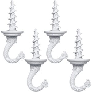 ripeng swag ceiling hooks wall hook heavy duty swag hook indoor outdoor for hanging plants chandelier(white, 4 pieces)
