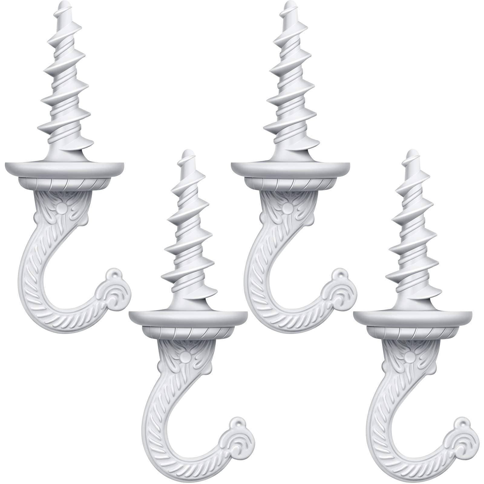 Ripeng Swag Ceiling Hooks Wall Hook Heavy Duty Swag Hook Indoor Outdoor for Hanging Plants Chandelier(White, 4 Pieces)