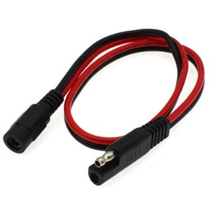 fdxgyh sae to dc extension cable, 14awg sae plug to dc 5.5mm x 2.1mm female quickly release the connection adapters cable,for motorcycle/car/solar battery panele（50cm/20inch）