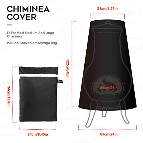 GORNORVA Chiminea Cover 48 x 8.2 x 21 Inch,Outdoor Waterproof Breathable Oxford Polyester Chiminea Protective Cover