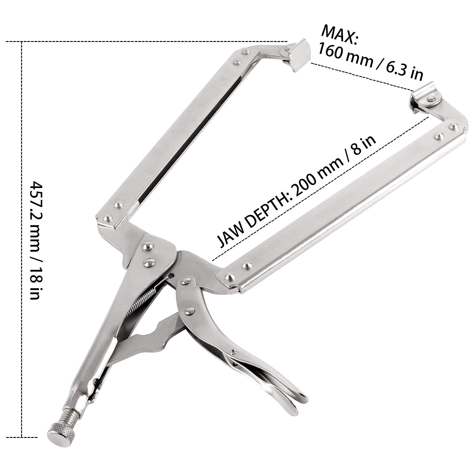 HOZEON 3 PCS 18 Inch C Clamp Welding Pliers with Swivel Pads, Heavy Duty Locking Pliers, Woodworking Clamps Set, Adjustable Nickel Plated C Pliers for Wood Working, Welding, Electrician Maintenance