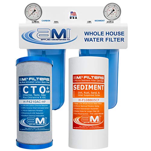 Applied Membranes Inc. 2-Stage Whole-House Water Filter System, 4.5x10-Inch Carbon and Sediment Filter Cartridges