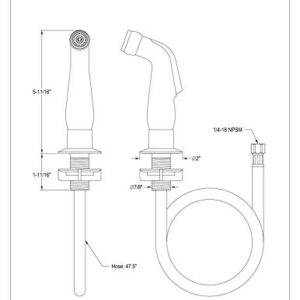 Kingston Brass LSS8710SP Gourmet Scape Kitchen Faucet Side Sprayer, Matte Black