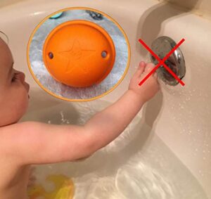 bath tub overflow drain cover, trip lever cover, protects from accidental contact of lever, overflow plate cover, use lever while installed, durable, soft, kids can't pull off, easy install (orange)