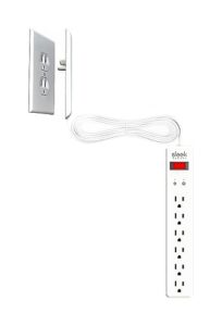 sleek socket - the original & patented ultra-thin outlet concealer with 6 outlet surge protector, cord concealer kit, 6-foot cord, universal size (ideal for home office & home theater)