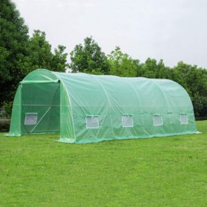 erommy 20' x 10' x 7' greenhouse large gardening plant hot house portable walking in tunnel tent, green house for outside winter heavy-duty with reinforced frame & 8 screen windows, green