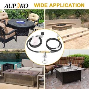 Aupoko Fire Pit Installation Kit with 150K BTU Propane Gas Valve Control Assembly System Kit, Including 1/2' Chrome Key and Quarter-Turn Shut-Off Valve, Replacement for Propane Gas Connection